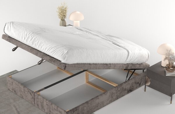 Maison de Rêve Hnědá čalouněná dvoulůžková postel HICKORY 140 x 200 cm s úložným prostorem