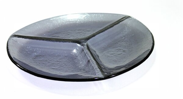 BDK-GLASS Skleněný servírovací talíř 31 cm se 3 přihrádkami