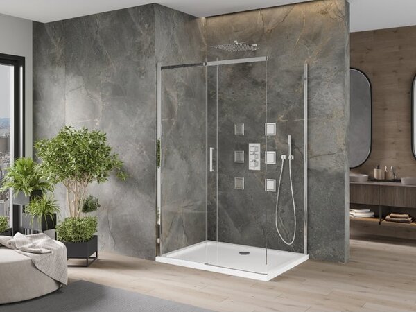 Mexen Omega posuvná sprchová kabina 120 x 70 cm, transparentní, chrom + Flat sprchová vanička - 825-120-070-01-00-4010