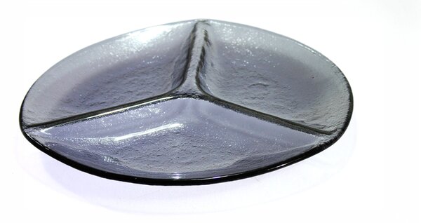 BDK-GLASS Skleněný servírovací talíř 31 cm se 3 přihrádkami