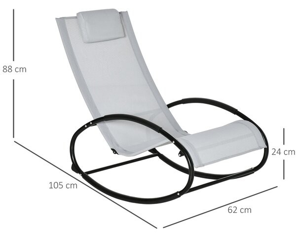Outsunny Zahradní houpací křeslo Zero Gravity, ergonomická zahradní relaxační židle s prodyšnou textilií a polstrováním pro vnitřní i venkovní použití