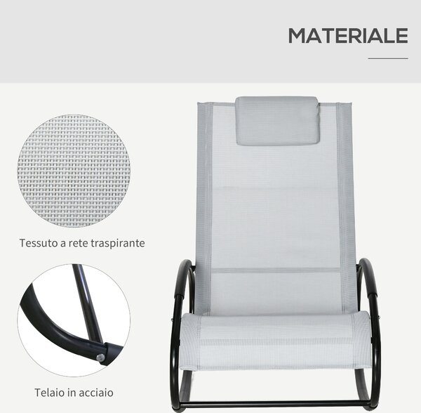 Outsunny Zahradní houpací křeslo Zero Gravity, ergonomická zahradní relaxační židle s prodyšnou textilií a polstrováním pro vnitřní i venkovní použití