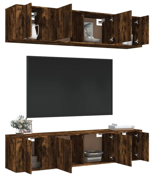 6dílný set TV skříněk kouřový dub kompozitní dřevo 3188659