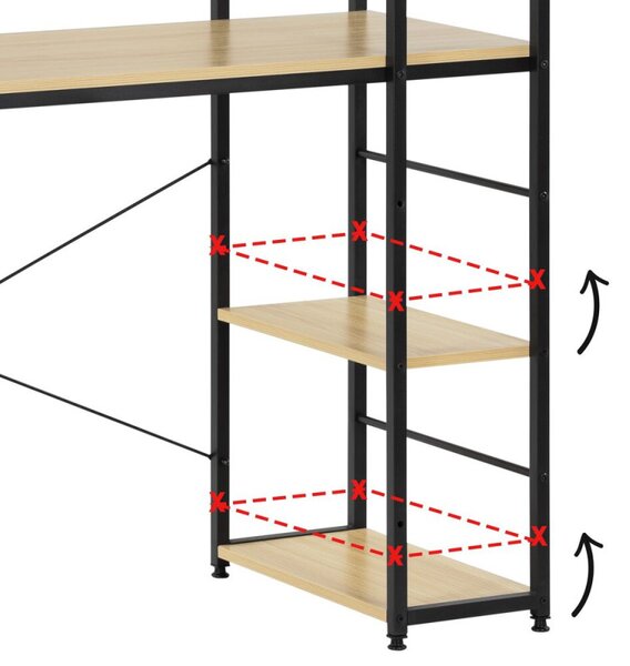 Psací stůl s policemi 120x48 cm SPRINGOS HF0047 Nexo světle hnědý