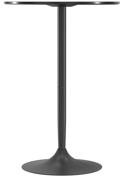 HOMCOM Moderní Vysoký Barový Stůl, Kulatý Kuchyňský Stůl pro 2 Osoby s Ocelovou Základnou a MDF Vrchní Deskou, Ø70x102 cm, Černý | Aosom