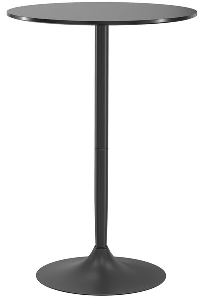 HOMCOM Moderní Vysoký Barový Stůl, Kulatý Kuchyňský Stůl pro 2 Osoby s Ocelovou Základnou a MDF Vrchní Deskou, Ø70x102 cm, Černý | Aosom