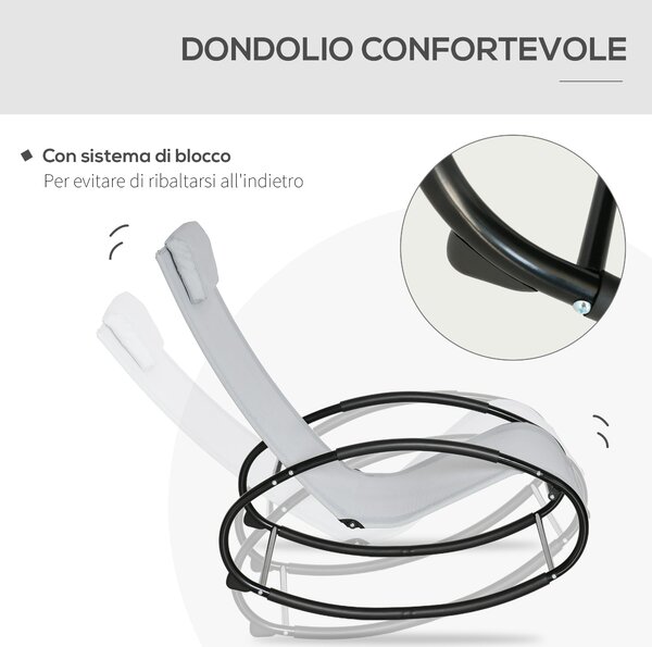 Outsunny Zahradní houpací křeslo Zero Gravity, ergonomická zahradní relaxační židle s prodyšnou textilií a polstrováním pro vnitřní i venkovní použití