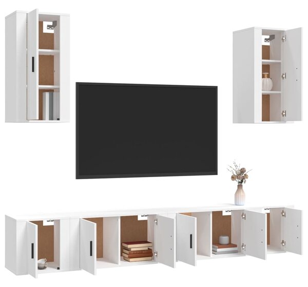 6dílný set TV skříněk bílý kompozitní dřevo 3188686