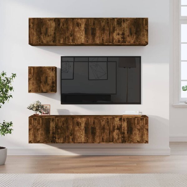 7dílný set TV skříněk kouřový dub kompozitní dřevo 3188667