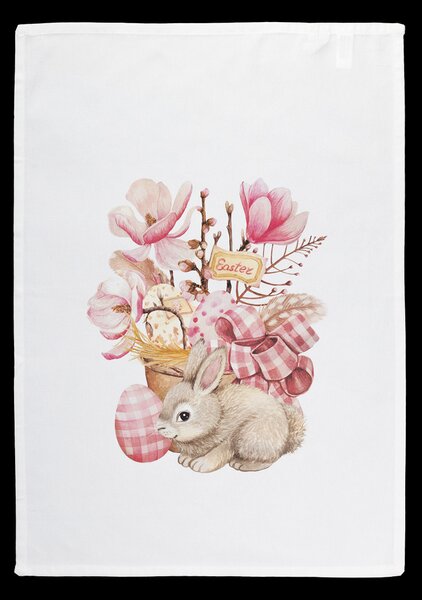 Utěrka bavlna velikonoční 1 ks - zajíček s kraslicemi