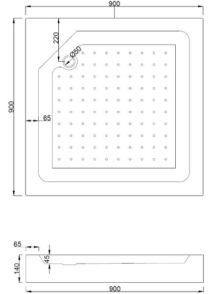 Mexen Rio Čtvercová sprchová kabina 90 x 90 cm, matná, chrom + vanička, bílá - 860-090-090-01-30-4510