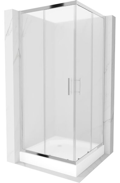 Mexen Rio Čtvercová sprchová kabina 90 x 90 cm, matná, chrom + vanička, bílá - 860-090-090-01-30-4510