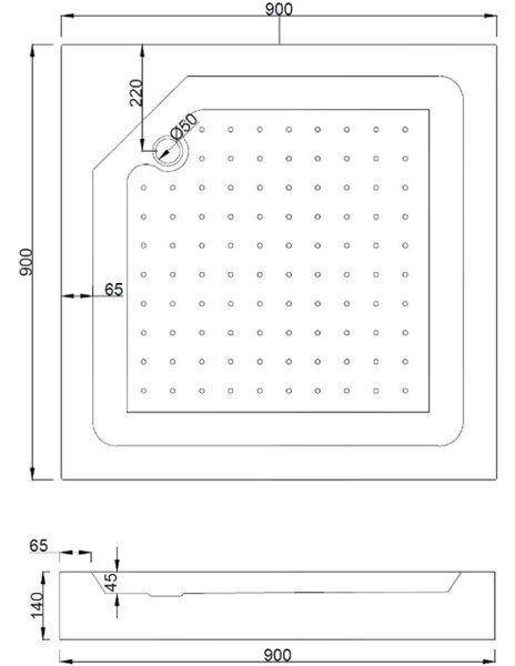 Mexen Rio čtvercová sprchová kabina 90 x 90 cm, černé pruhy, černá + sprchová vanička, bílá - 860-090-090-70-20-4510