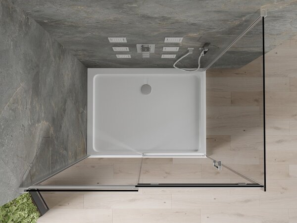 Mexen Omega posuvná sprchová kabina 100 x 90 cm, grafit, chrom + vanička Flat, bílá - 825-100-090-01-40-4010
