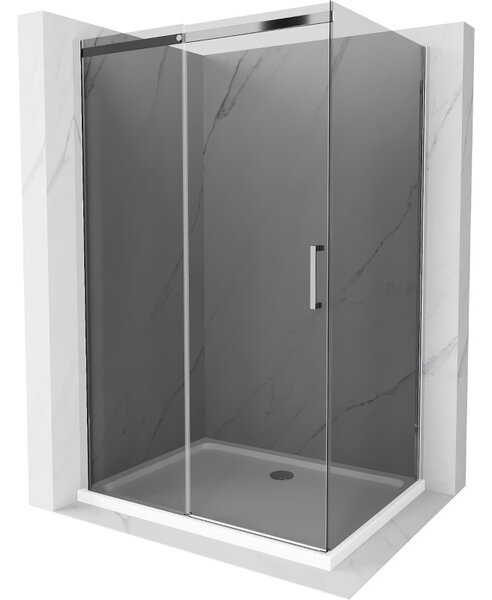 Mexen Omega posuvná sprchová kabina 100 x 90 cm, grafit, chrom + vanička Flat, bílá - 825-100-090-01-40-4010