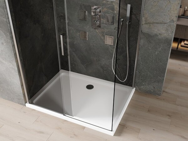 Mexen Omega posuvná sprchová kabina 100 x 90 cm, grafit, chrom + vanička Flat, bílá - 825-100-090-01-40-4010