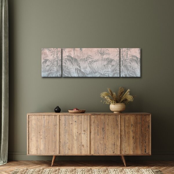 Obraz - Tropické rostliny na zdi (170x50 cm)