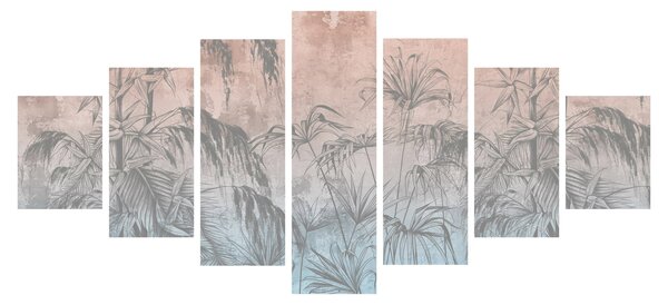 Obraz - Tropické rostliny na zdi (210x100 cm)