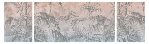 Obraz - Tropické rostliny na zdi (170x50 cm)