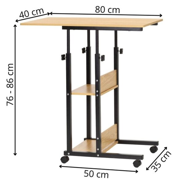 Stolek na notebook 80x40 cm SPRINGOS Lineo HF0060 světle hnědý
