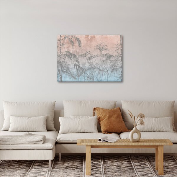 Obraz - Tropické rostliny na zdi (70x50 cm)