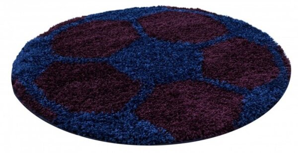 Dětský koberec Fun shaggy 6001 navy kulatý 100 cm průměr kulatý 100 cm průměr