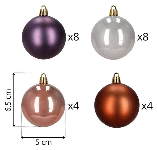 Vánoční baňky barevné mix - 6,5cm sada 24ks, vánoční ozdoby