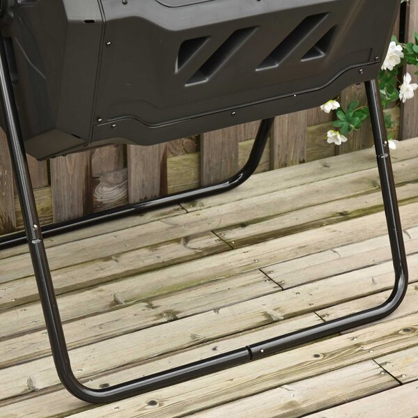 Outsunny Kompostér 160L, 71cm x 65cm x 96cm Rotující Rychlý Kompostér z Plastu, Thermokompostér se 2 Komorami pro Organický a Zahradní Odpad, Černý |