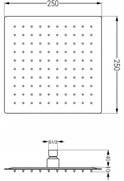 Mexen Cube DR02 podomítková sprchová sada s dešťovou hlavicí 25 cm, zlatá - 77502DR0225-50