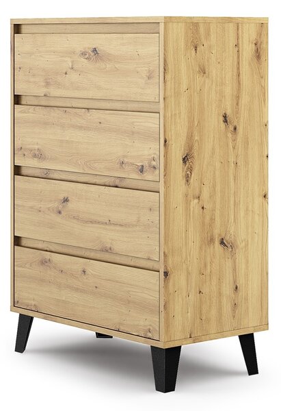 VBChome Komoda se 4 zásuvkami 70 x 39 x 99 cm Komoda bez úchytek Artisan Víceúčelová skříňka do předsíně Ložnice Obývací pokoj Dětský pokoj moderní