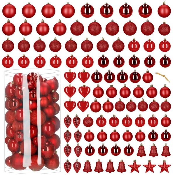 Maxi 100-dílná sada vánočních baněk červená, vánoční ozdoby