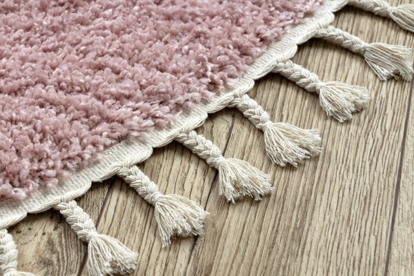 Dywany Łuszczów, Kusový koberec Berber 9000 pink kruh, 120x120 (průměr) kruh, růžová, obývací pokoj