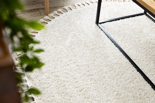 Dywany Łuszczów, Kusový koberec Berber 9000 cream kruh, 120x120 (průměr) kruh, bílá, ložnice