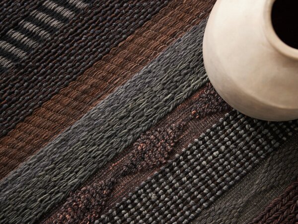 Diamond Carpets India, Ručně vázaný kusový koberec Black Melange DE 2006 Multi Colour, 80x150, hnědá, ložnice