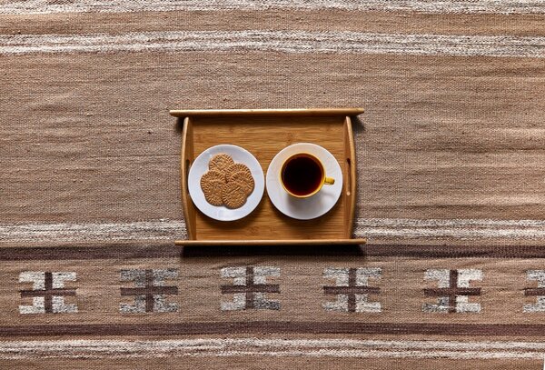 Diamond Carpets India, Ručně vázaný kusový koberec Ginger DESP P83 Brown Cream, 80x150, hnědá, chodba / předsíň