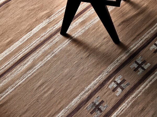 Diamond Carpets India, Ručně vázaný kusový koberec Ginger DESP P83 Brown Cream, 80x150, hnědá, chodba / předsíň