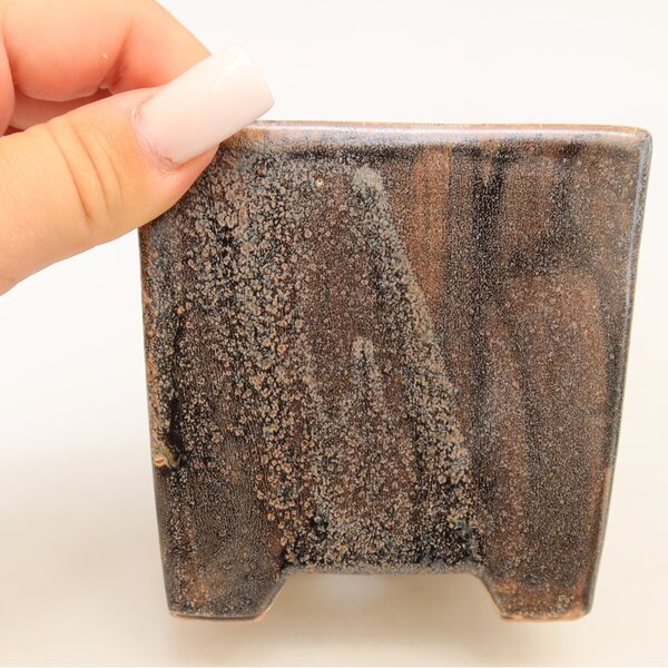 E-bonsai Keramická bonsai miska 8,5 x 8,5 x 9 cm hnědá