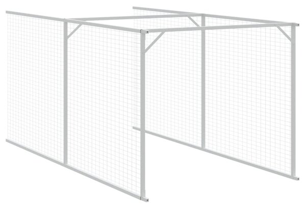 Psí bouda s výběhem světle šedá 110x405x110 cm pozinkovaná ocel 3189084