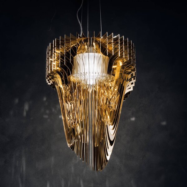 Závěsná lampa Slamp Aria S, zlatá, Ø 50 cm