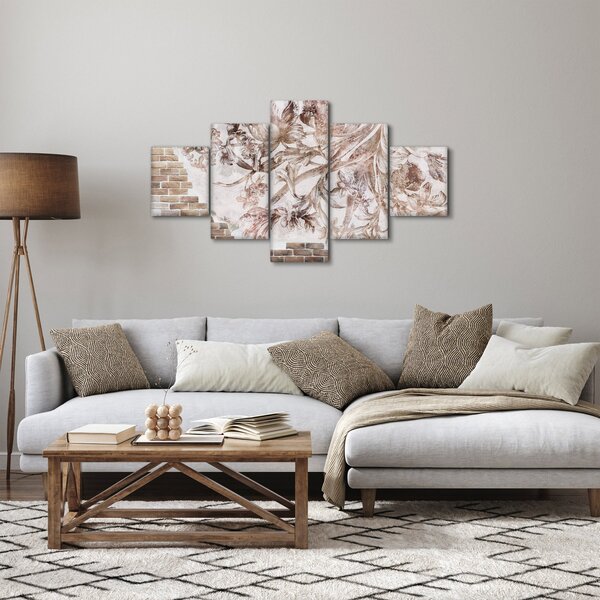 Obraz - Květinová freska na cihlové zdi (125x70 cm)