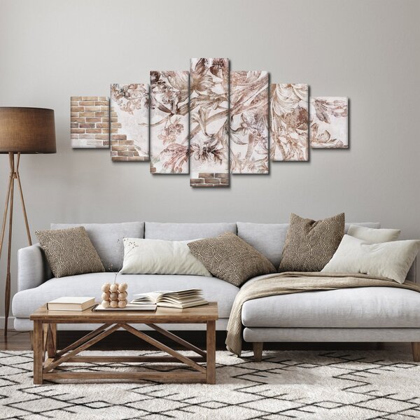 Obraz - Květinová freska na cihlové zdi (210x100 cm)