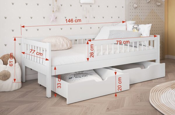 Dětská postel se šuplíky 70x140 ALJA - bílá