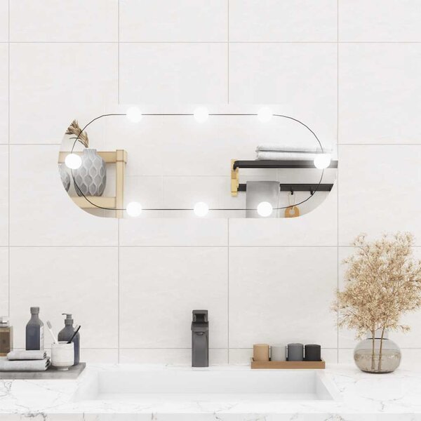 Nástěnné zrcadlo s LED osvětlením 30 x 70 cm sklo oválné 3189161