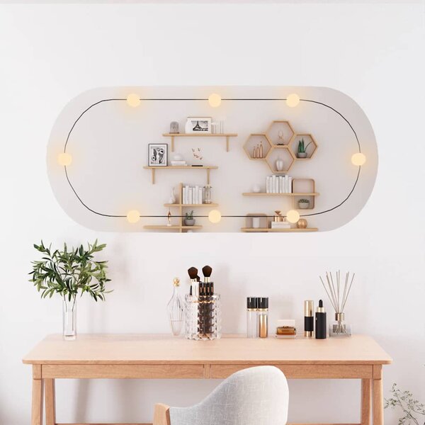 Nástěnné zrcadlo s LED osvětlením 45 x 100 cm sklo oválné 3189164
