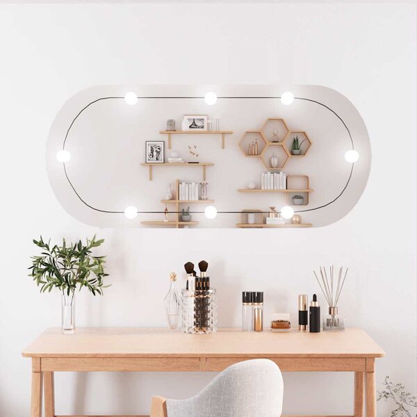Nástěnné zrcadlo s LED osvětlením 45 x 100 cm sklo oválné 3189164