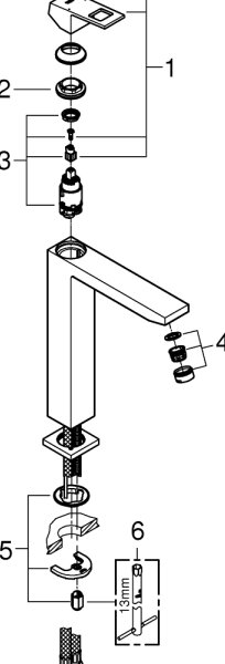 GROHE 23406AL0 - Umyvadlová baterie EUROCUBE velikost XL grafit