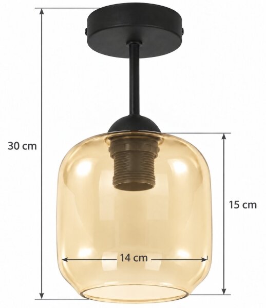 BRILAGI - LED Přisazený lustr R GLASS 1xE27/60W/230V pr. 14cm černá/kouř béžová