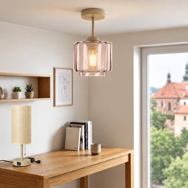 BRILAGI - LED Přisazený lustr R GLASS 1xE27/60W/230V pr. 15cm béžová/kouř béžová