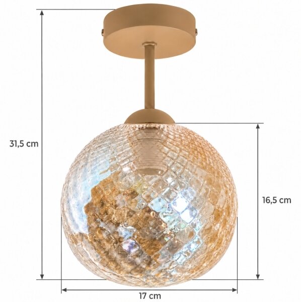 BRILAGI - LED Přisazený lustr R GLASS 1xE27/60W/230V pr. 17cm béžová/kouř béžová