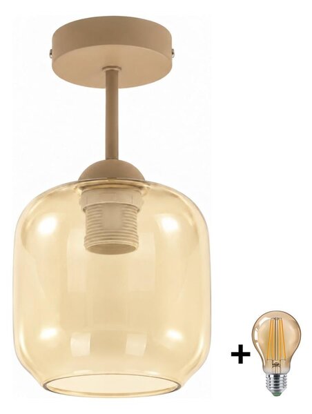 BRILAGI - LED Přisazený lustr R GLASS 1xE27/60W/230V pr. 14cm béžová/kouř béžová